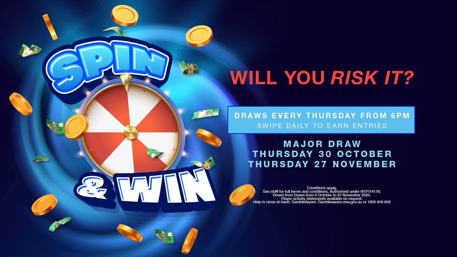 Hali Bowling Club | NSW Central Coast | Bar in Budgewoi | Central Coast pubs | Restaurants Central Coast | Best restaurants Central  Coast - Spin & Win Promotion - illustration 6dd4c109-3589-447f-9532-68d482f2b39d