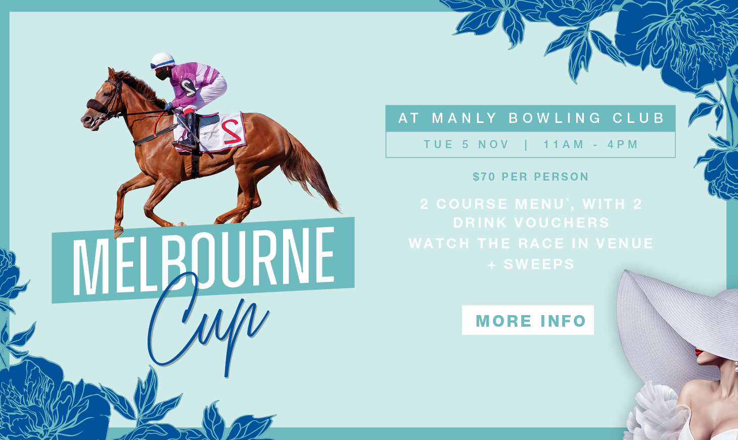Manly Bowling Club | Northern Beaches | Bar Northern Beaches | Northern Beaches pubs | Restaurants Manly | Best restaurants Northern Beaches - Melbourne Cup at Manly Bowling Club - illustration 7a93ee5f-f8f2-4567-8311-4b973050b57d